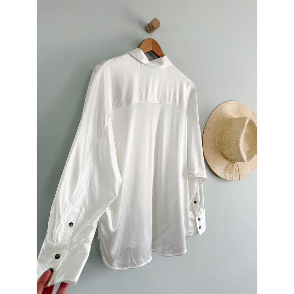 Madewell | NWOT Satin Dolman Button-Up Shirt Winter‎ White | Sz M - Picture 10 of 10